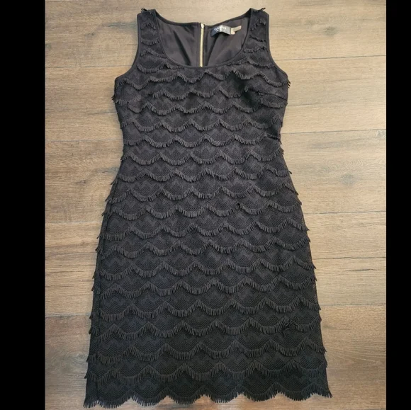 Guess Lace Fringe Black Bodycon Dress - Size 6 - Picture 6 of 16